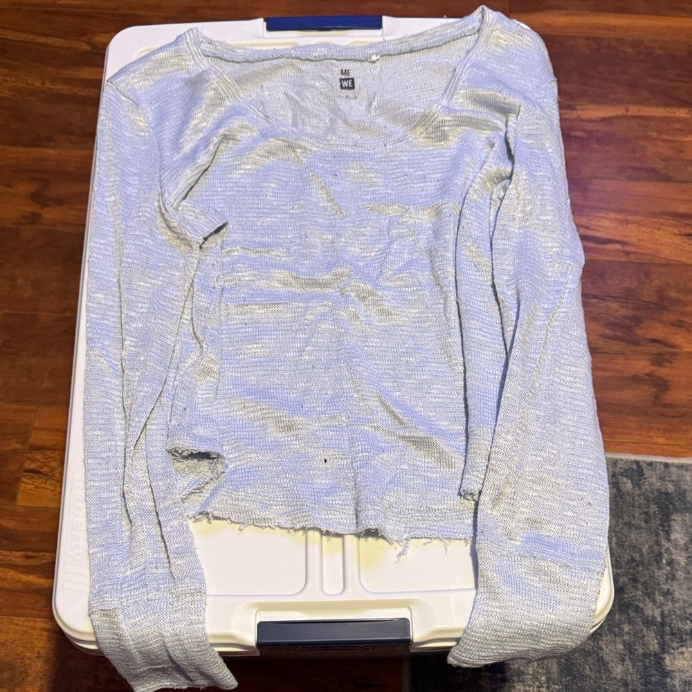Blue/Grey Frayed Sweater